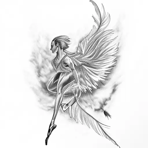 Phoenix Feather Transforming Into A Ballet Dancer