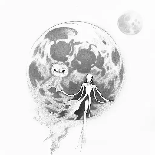 A Hauntingly Beautiful Paranormal Scene With A Ghostly Figure Reaching Out Towards A Glowing Moon