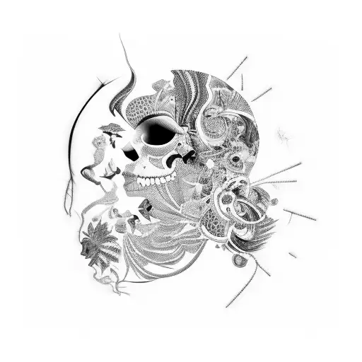 Black And White Female Silhouette With Sutures In Vibrant Colors