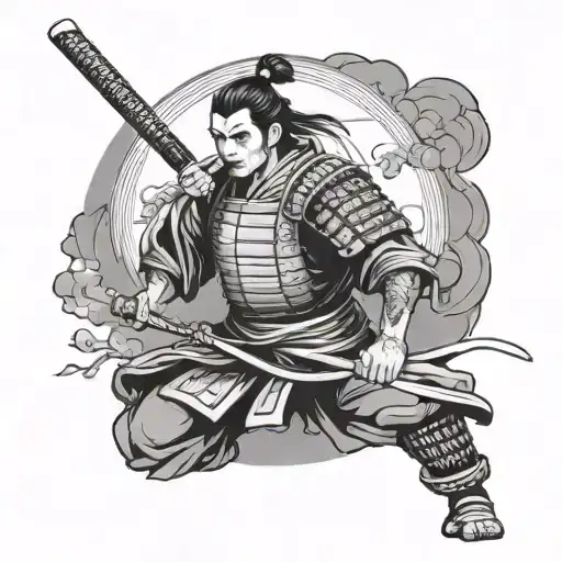 Japanese Samurai With A Katana