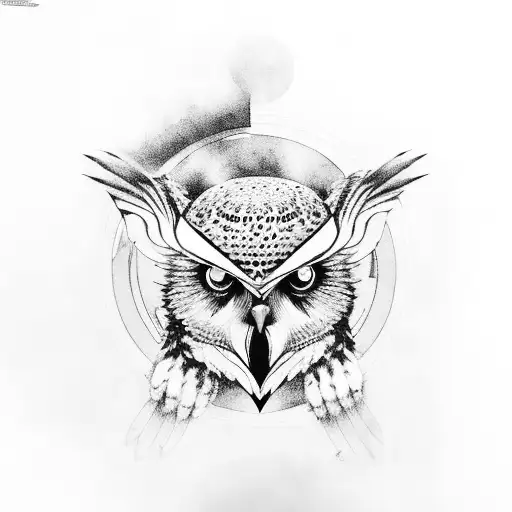 Space With Owl And Wolf