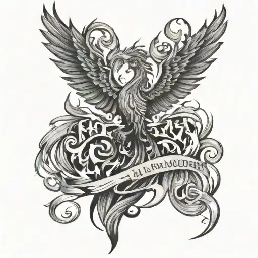 Phoenix Rising From Flames With Quote 'Not All Who Wander