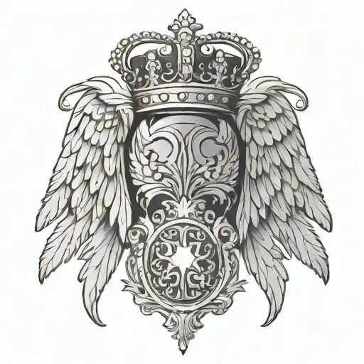 Angel Wing And Crown Surrounded