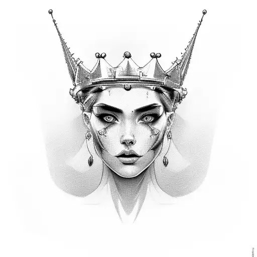 Stylized Portrait Of A Woman With Sutures In The Form Of A Crown