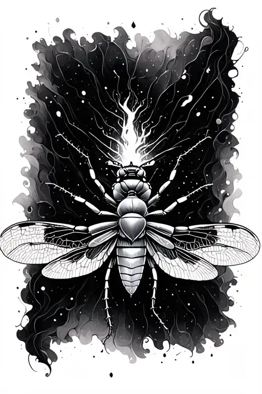 Firefly Insect Abstract Tattoo Design Light Shining In Darkness