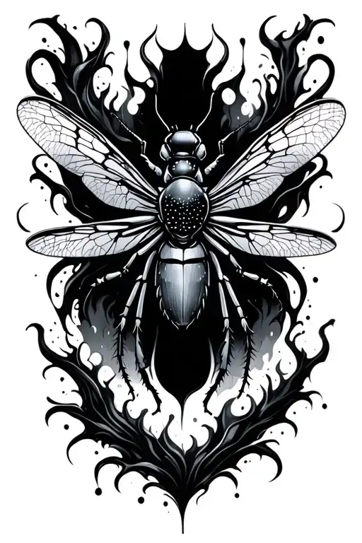 Firefly Insect Abstract Tattoo Design Light Shining In Darkness Paint