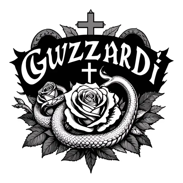 My Last Name Guzzardi In The Middle And A Rose A Snake A Cross And Some Wog