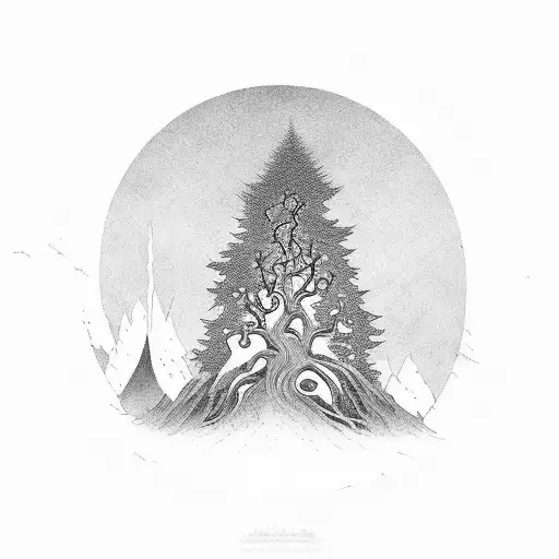 Tolkien Style Tree With Script Going Around It