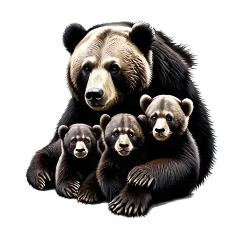 Bear Mama And 5 Cubs