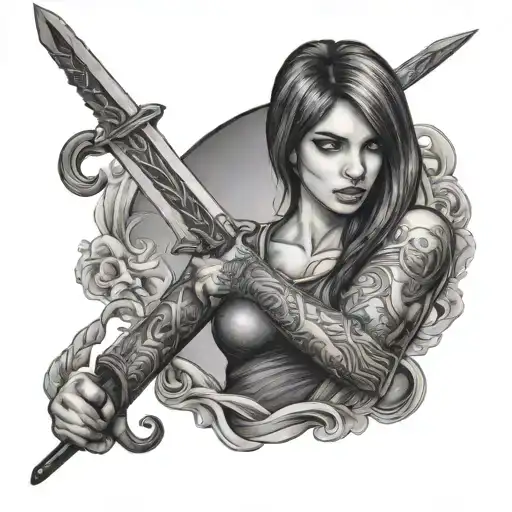 Woman Holding A Sword