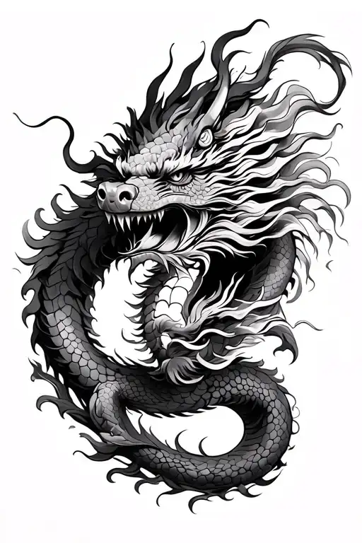 Sleeve Tattoo Featuring A Chinese Dragon On The Inside Of The Forearm