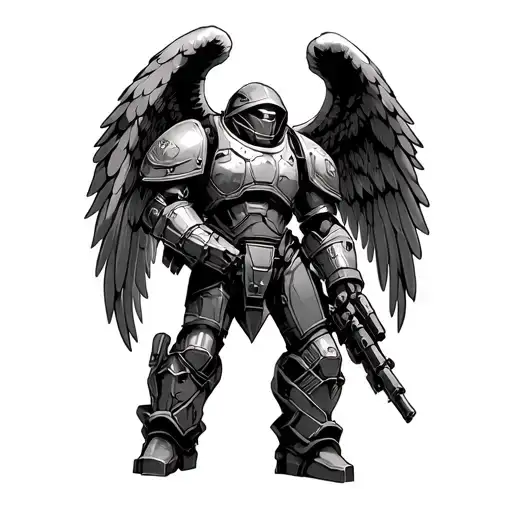 A Tattoo Of Space Marine Dark Angel 40K Universe