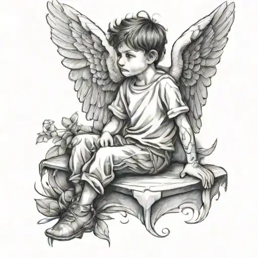 Boy Angel Sitting