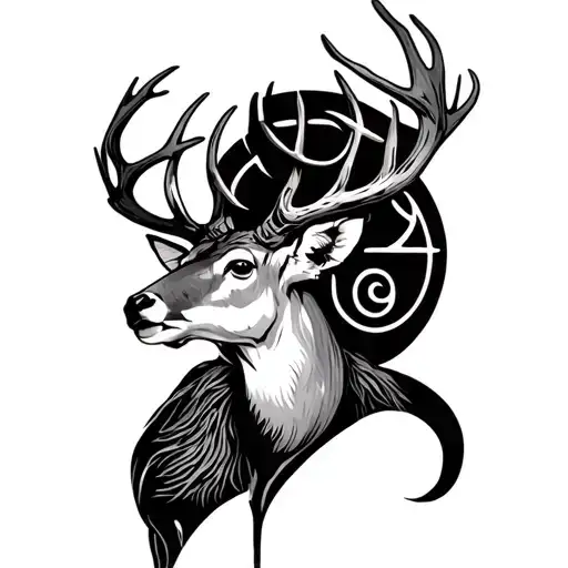 Deer With Lilith Symbol