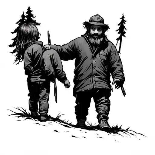 Forest Dad Two Children