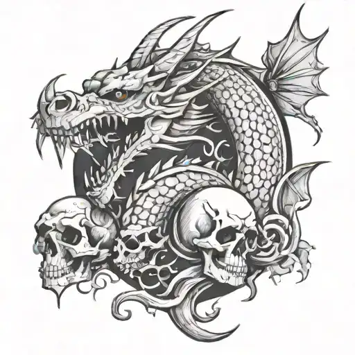 Dragon And Skulls
