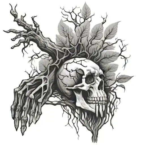 Skeleton Hand Connecting Into The Roots Of The Poison Tree