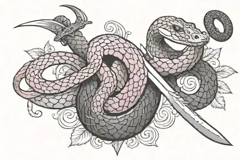 Pink Snake And Sword