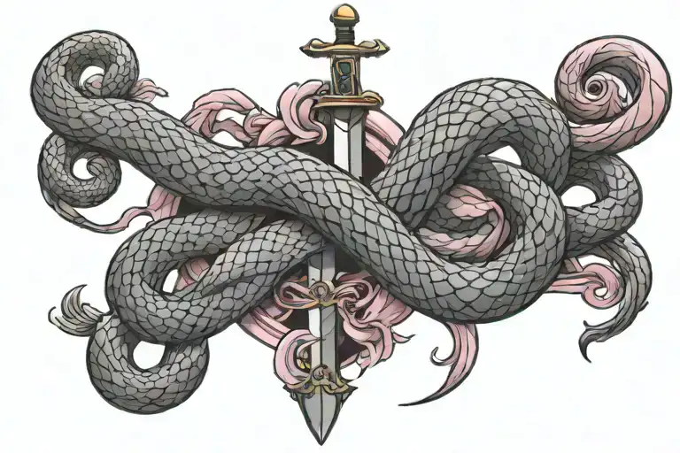 Pink Snake And Sword