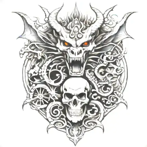 Dragon And Skulls