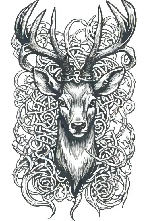 Deer Antlers With Dog Tags Intertwined