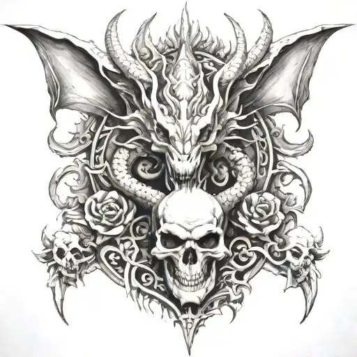 Dragon And Skulls