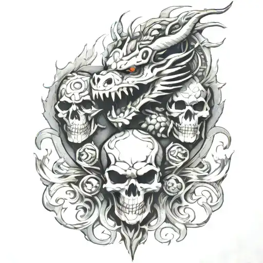 Dragon And Skulls