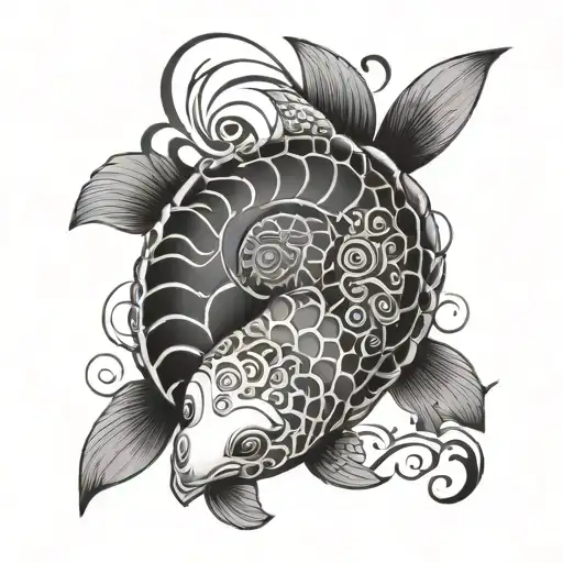 Yin Yang Koi Turtle Surrounded