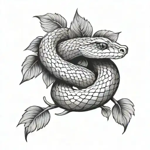 Snake And Leaves