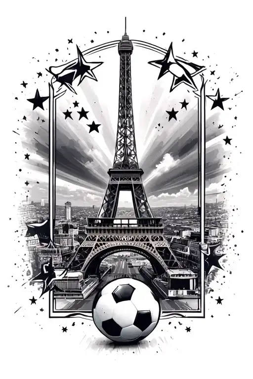 Eiffel Tower Surrounded By Stars Champions League Soccer