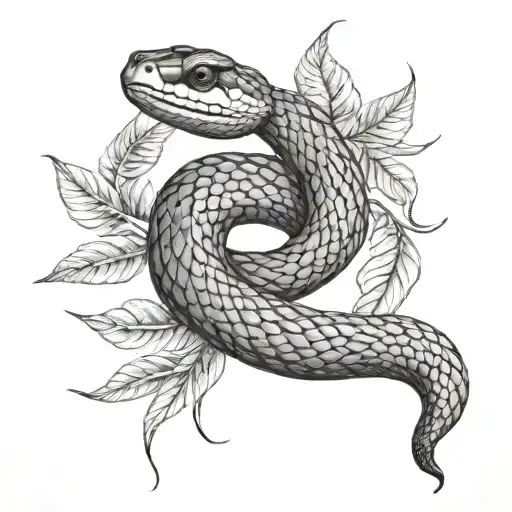 Snake And Leaves