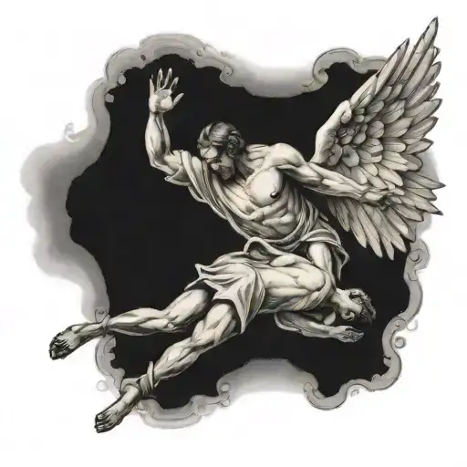 Man Falling And Reaching Up To An Angel