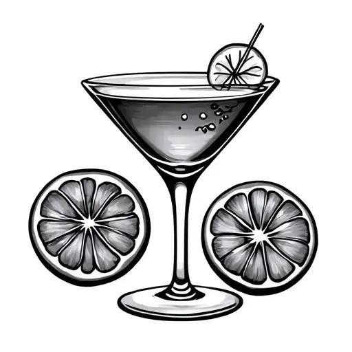 A Coctail Or Wine Glass Minimalist Fine Line