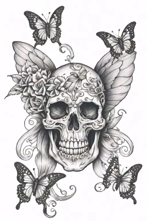 Rebecca Virgo Libra Skull Butterfly Wings