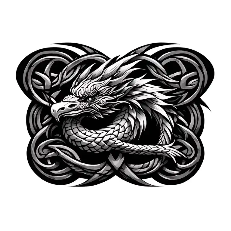 Quetzalcoatl With Celtic Knotwork Design Incorporating