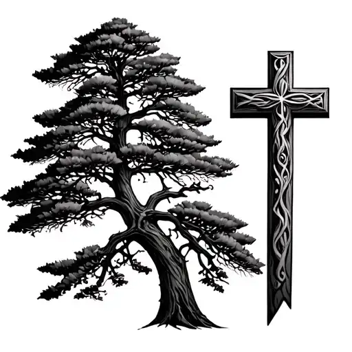 Cedar Tree With Cross