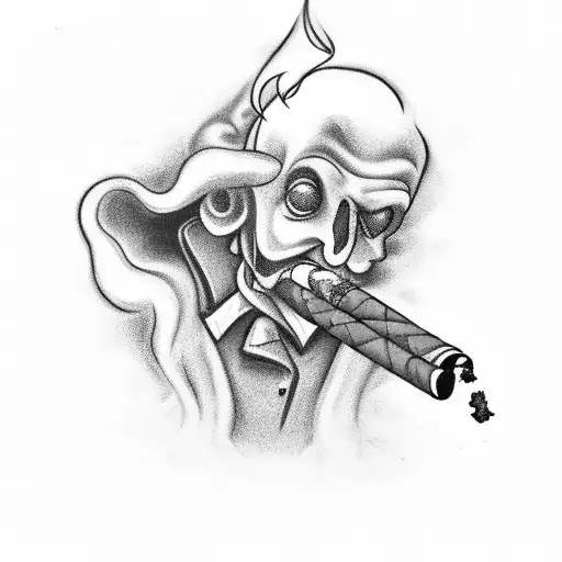 Gangster Smoking Cigar With Lots Of Smoke