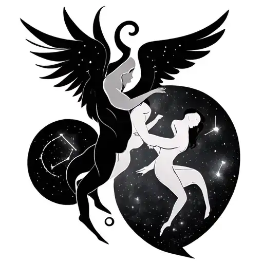 Gemini Symbol With Evil Twin And Angel Twin And Gemini Constellations