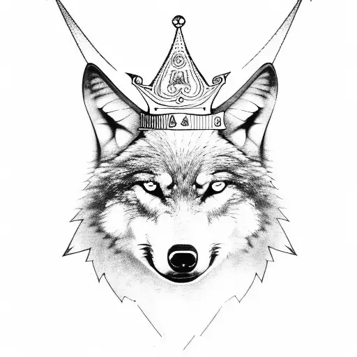 Wolf With A Soccer Ball And A Crown