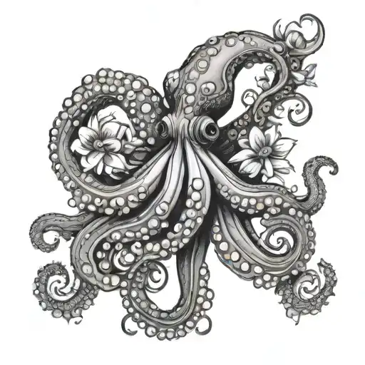 Octopus And Flowers