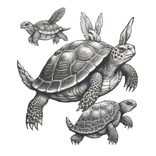 Turtle And Hare Running