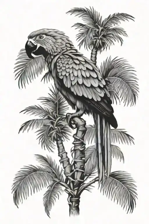 Palm Tree With Parrot