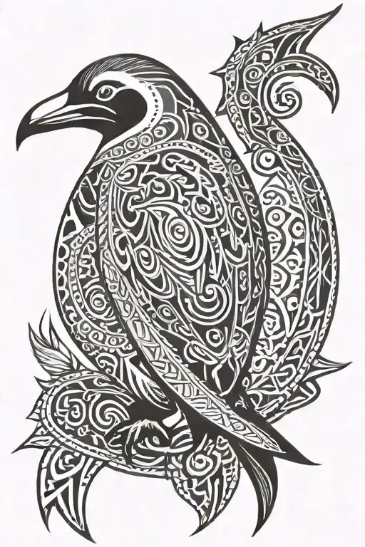 Tribal Penguin And A Ankh Symbol