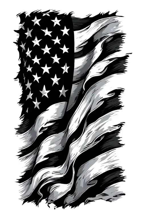 Tattered Coast Guard Flag On Arm Sleeve