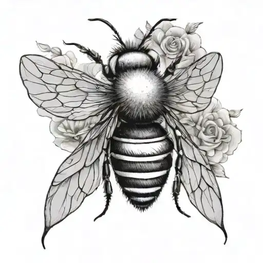 Minimalist Bee Tattoo With Angel Wings