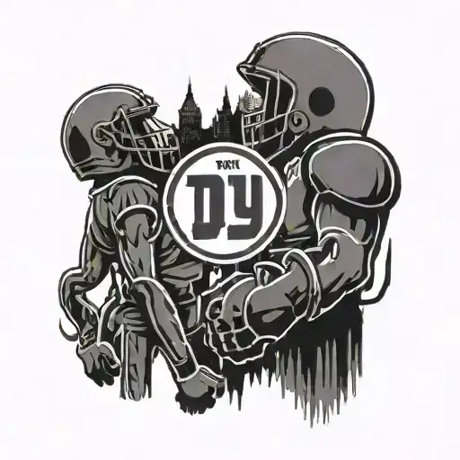 A Silhouette Of A Couple Holding Hands With A Ny Giants Logo In The Background