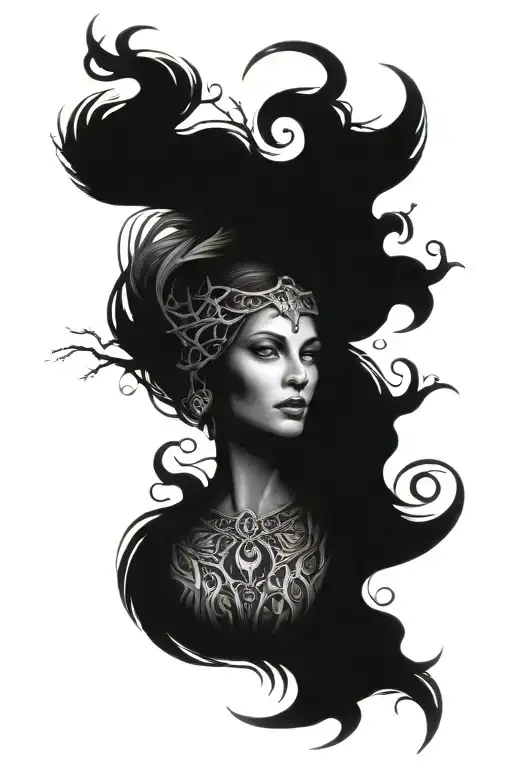 Powerful Pagan Goddess Surounded By Nature