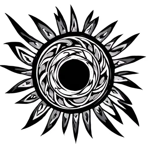 Polinesian Tribal Design With A Empty Circle In The Middle
