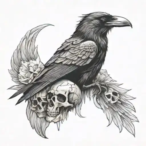 Dark Art Raven On Skull