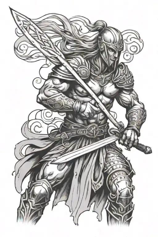 Warrior With Sword Intertwined
